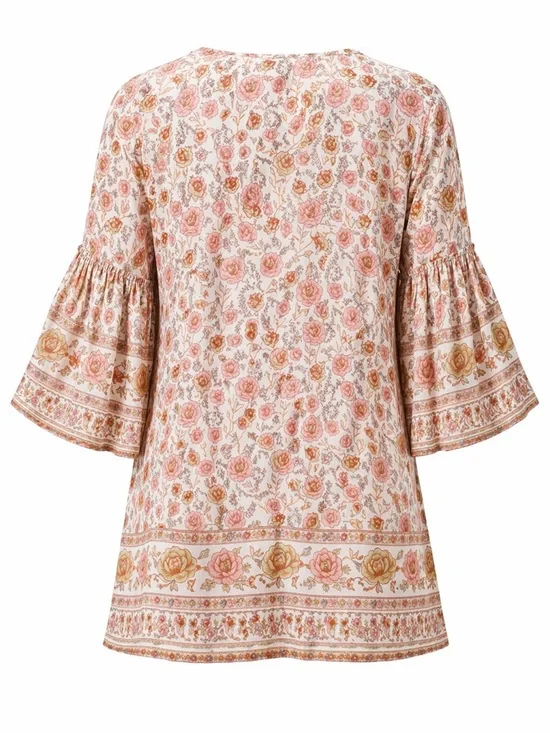 Umgee Boho Floral Kimono Cardigan Bell Sleeve S/M - Picture 4 of 7